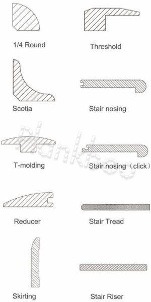 drawings of bamboo and wood flooring moldings